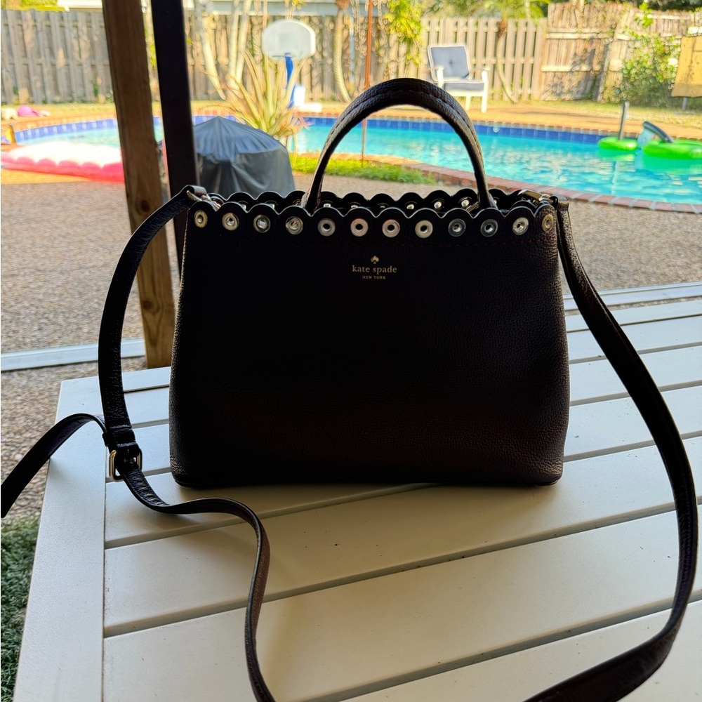 Kate Spade Black Shoulder Bag with Silver Accents